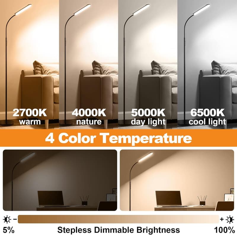 Super Bright LED Floor Lamp with Remote for Living Room/Office