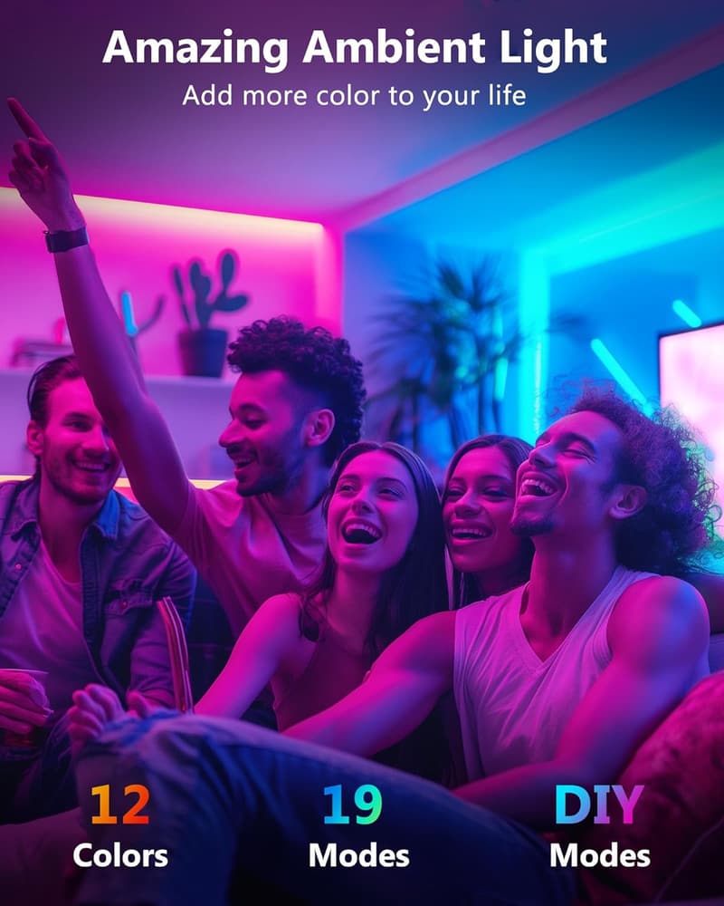 Color Changing LED Strip Lights with Remote - 4 Pre-Cut 1ft/4ft