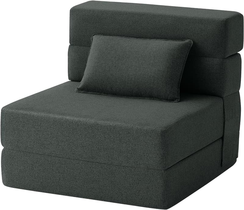 Modern Dark Gray Convertible Sofa Bed with Pillow for Living Room