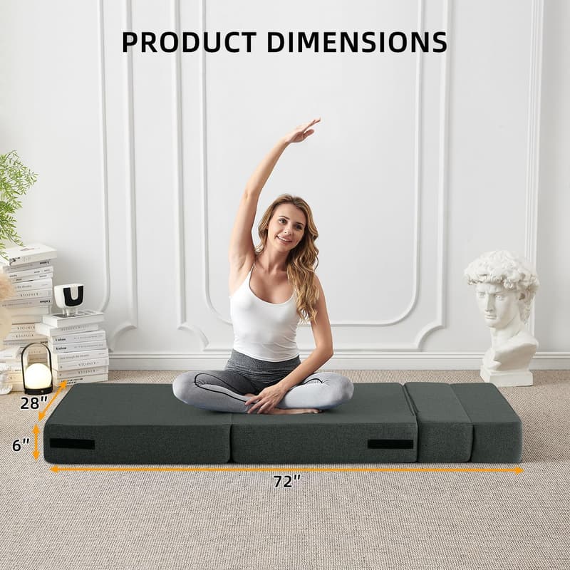 Modern Dark Gray Convertible Sofa Bed with Pillow for Living Room