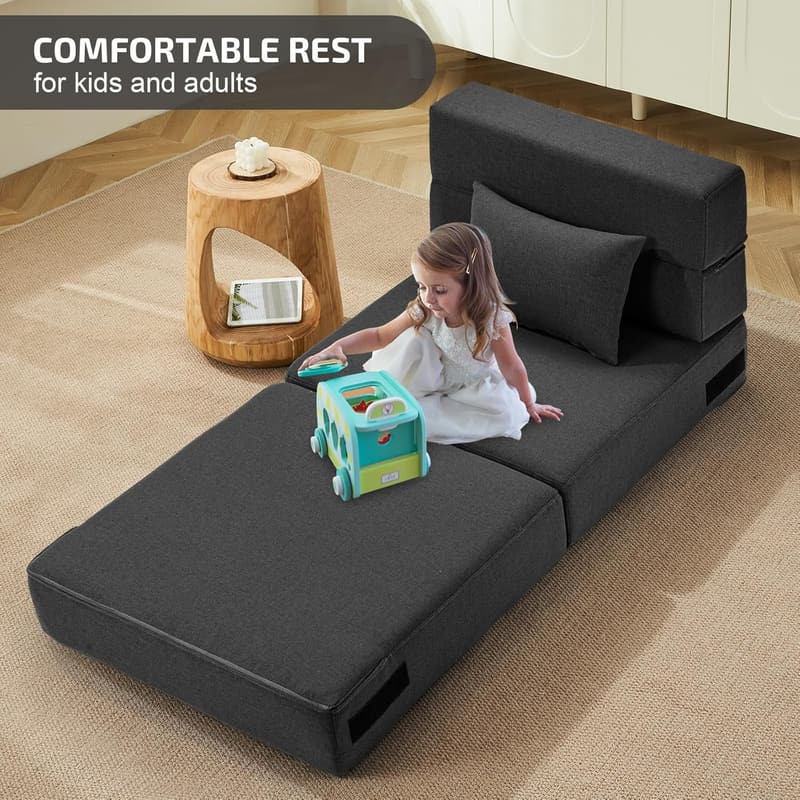 Convertible Folding Sofa Bed with Memory Foam - Dark Gray