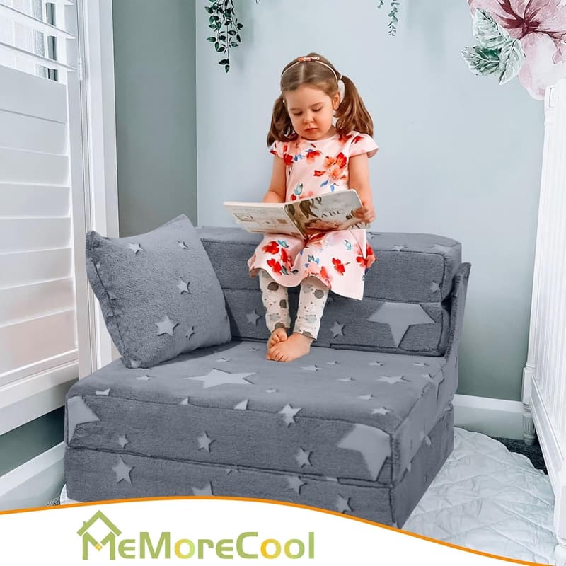 Kids' Glow-Star Tri-Fold Sofa Bed & Convertible Futon Couch