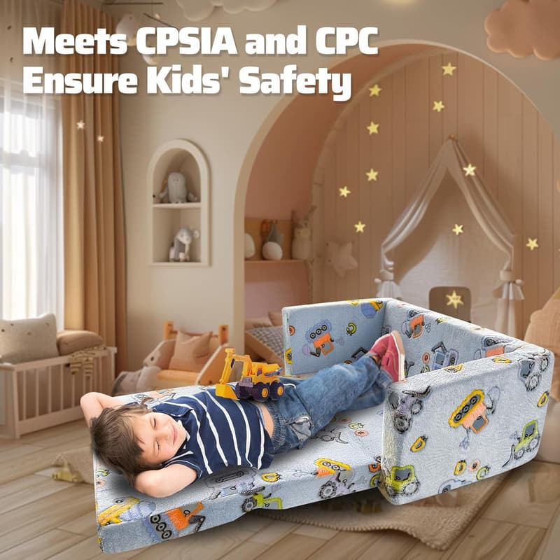 Glow in the Dark Kids Convertible Sofa & Lounger - 2 in 1 Chair