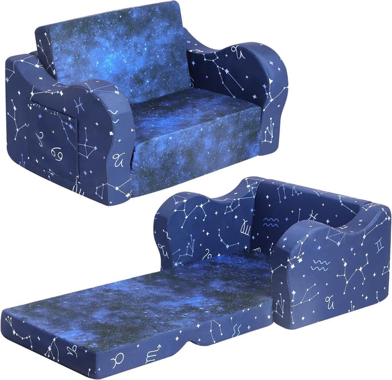 Kids Convertible Sofa Bed - 2-in-1 Design for Comfort