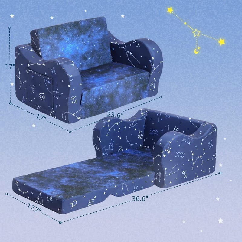 Kids Convertible Sofa Bed - 2-in-1 Design for Comfort