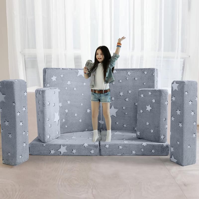 Kids 10-Piece Modular Play Couch with Glow-In-The-Dark Stars