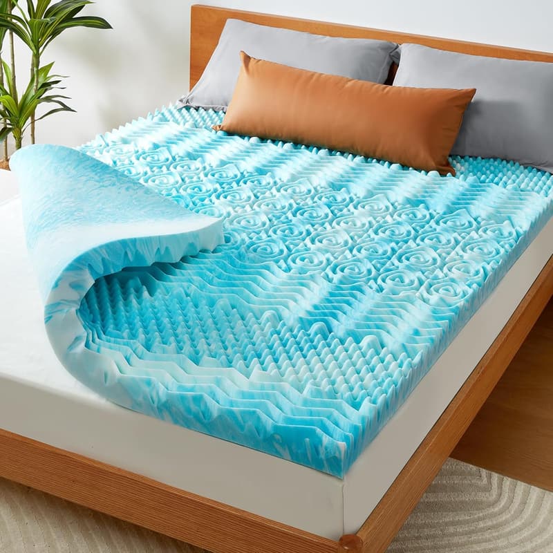 Queen Memory Foam Mattress Topper with Cooling Gel & Airflow