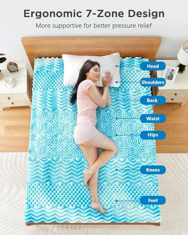 Queen Memory Foam Mattress Topper with Cooling Gel & Airflow