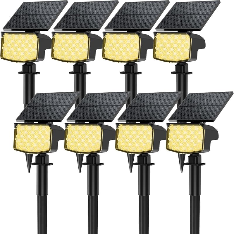 8 Pack Waterproof Solar Spotlights for Outdoor Lighting