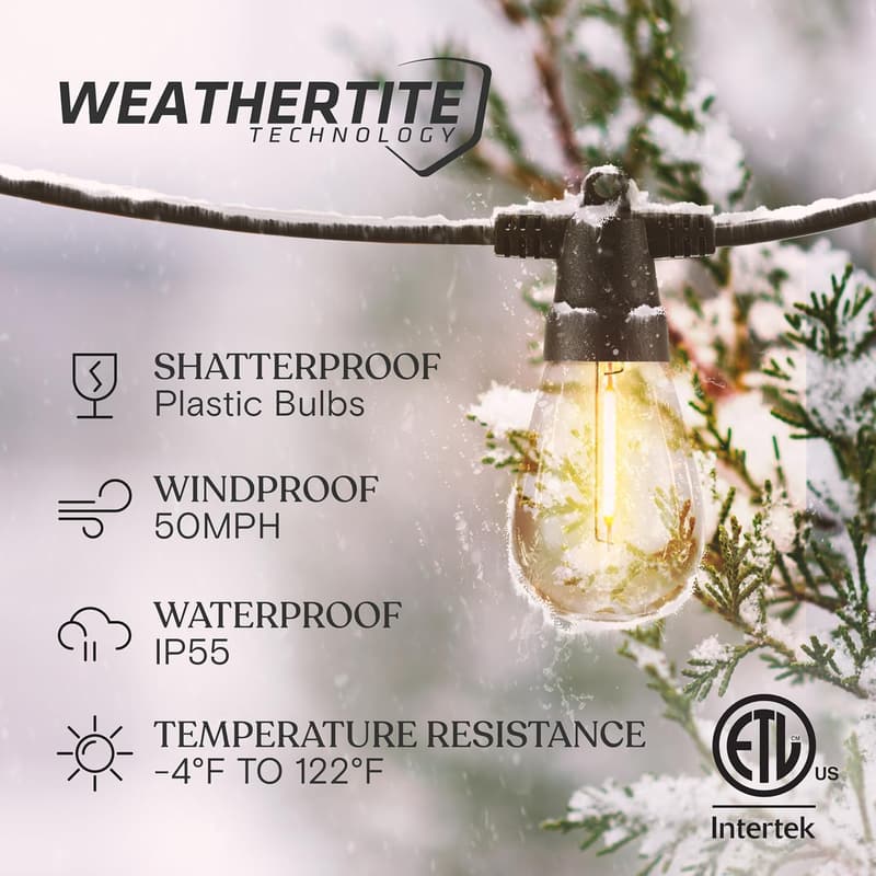 Outdoor String Lights – 27ft Commercial Grade LED with Remote