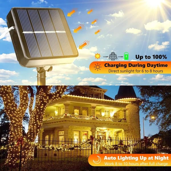 Outdoor Waterproof Solar Fairy Lights - 240 LED String Lights, 80FT