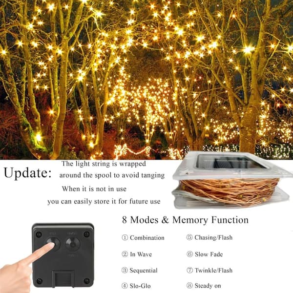 Outdoor Waterproof Solar Fairy Lights - 240 LED String Lights, 80FT