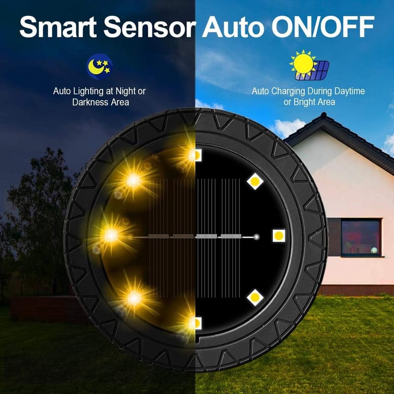 Outdoor Solar LED Pathway Lights - 8 Pack, IP68 Waterproof
