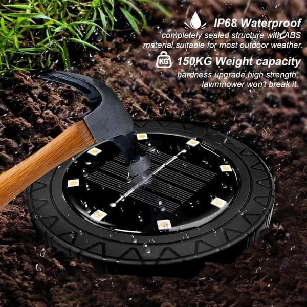 Outdoor Solar LED Pathway Lights - 8 Pack, IP68 Waterproof