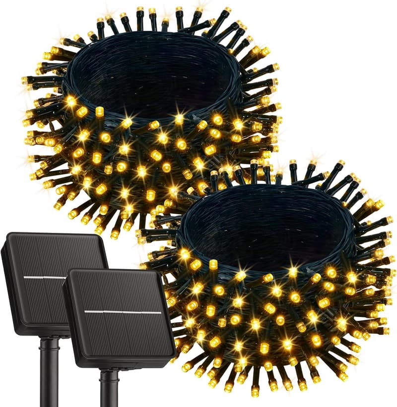 Solar Outdoor String Lights - 240 LED, 92ft Waterproof, 8 Modes