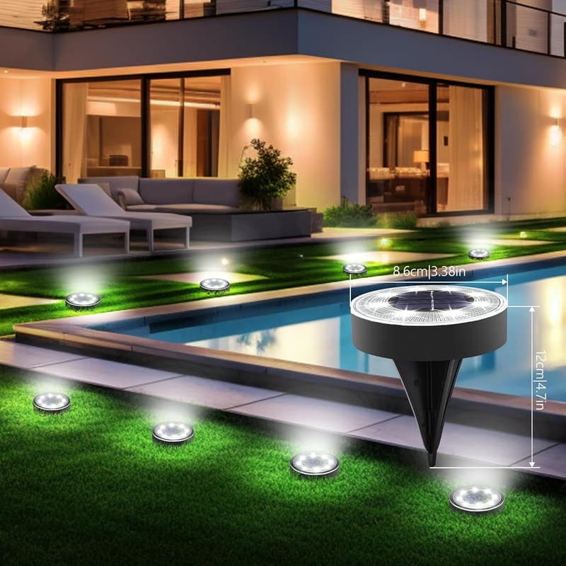 Joomer 16-Pack Solar Ground Lights - Waterproof Landscape Lighting