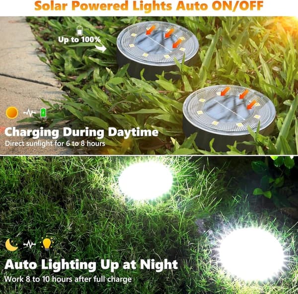 Joomer 16-Pack Solar Ground Lights - Waterproof Landscape Lighting