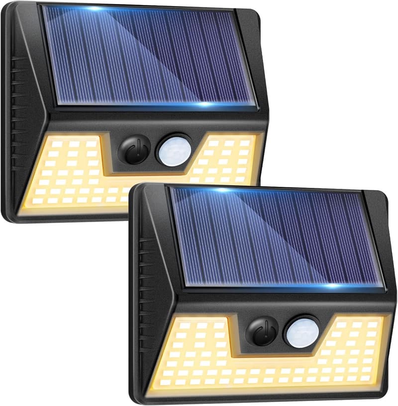 Solar Motion Sensor Deck Lights - 2 Pack, Waterproof LED Black