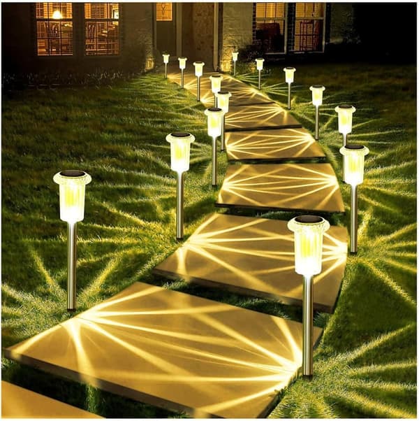 Outdoor Solar Pathway Lights - 3000K LED, Waterproof, 10-Pack