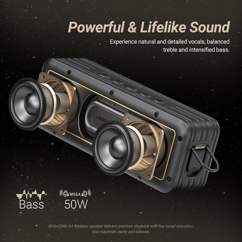 Portable Waterproof Bluetooth Speaker with 50W Sound and 24H Playtime