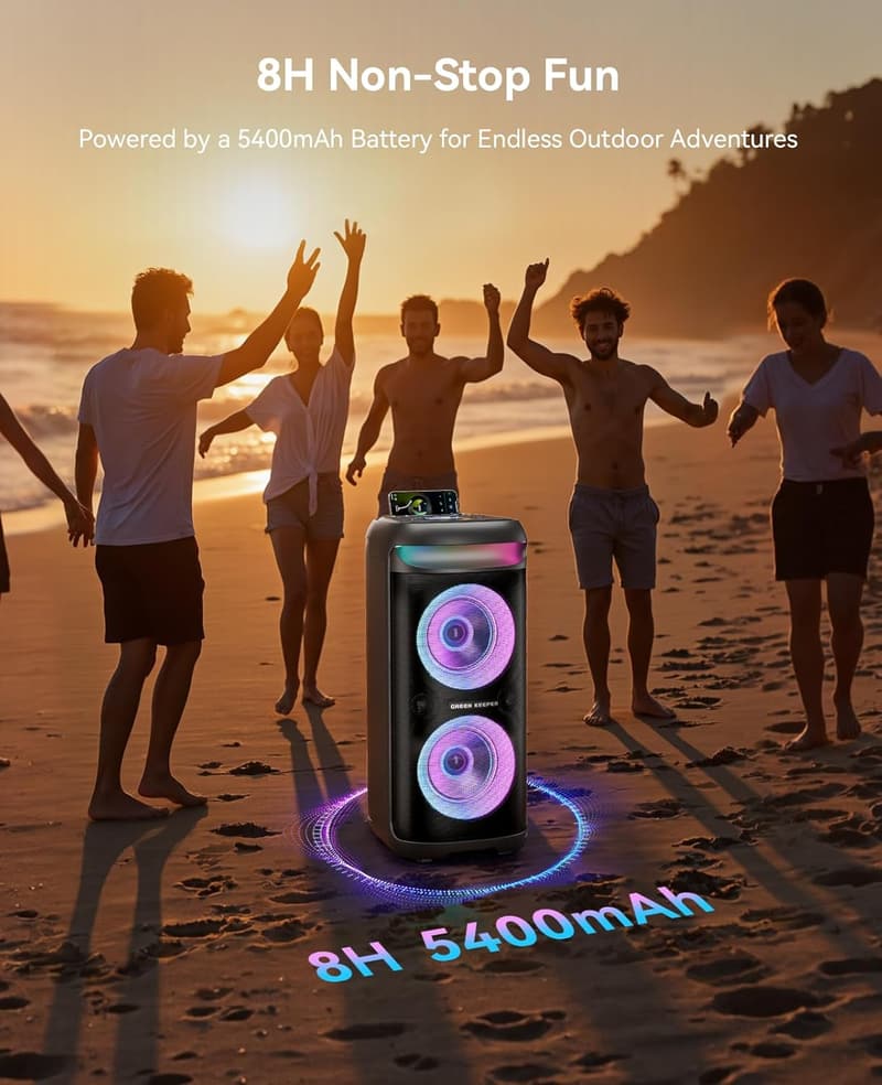 Portable Bluetooth Karaoke Machine with 2 Wireless Microphones