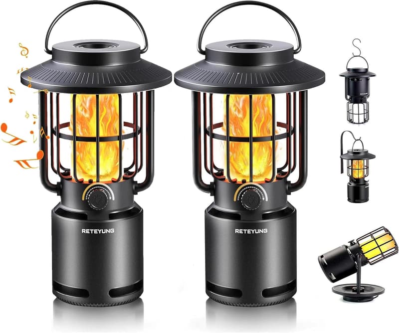 Bluetooth Waterproof Outdoor Speakers with LED Flame Lights (2 Pcs)
