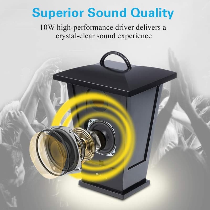 Portable Waterproof Bluetooth Speaker with LED Lights - Black