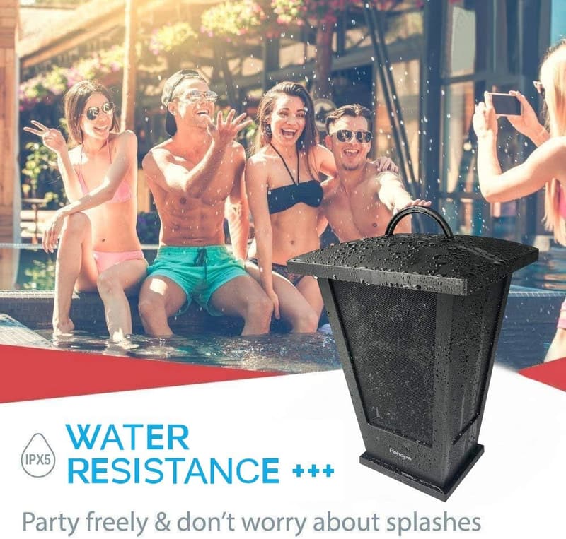 Portable Waterproof Bluetooth Speaker with LED Lights - Black