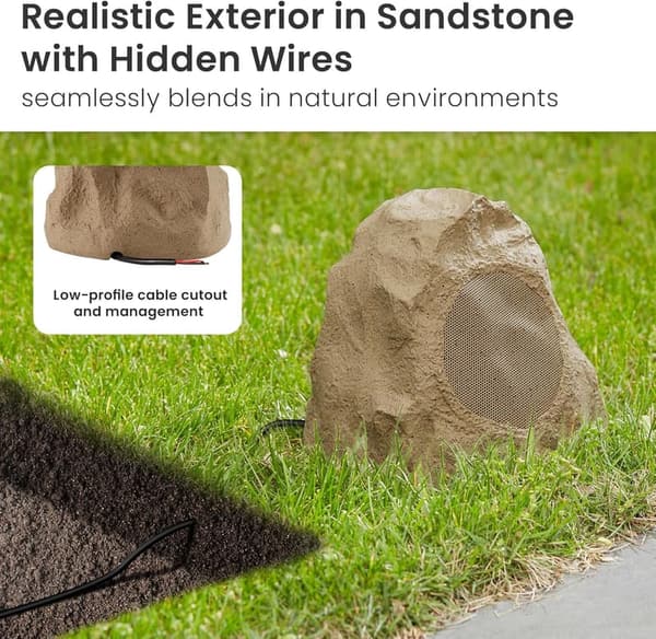 Outdoor Weatherproof Sandstone Rock Speakers - 4 Piece Set