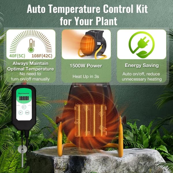 Greenhouse Heater with Thermostat for Winter Plant Growth