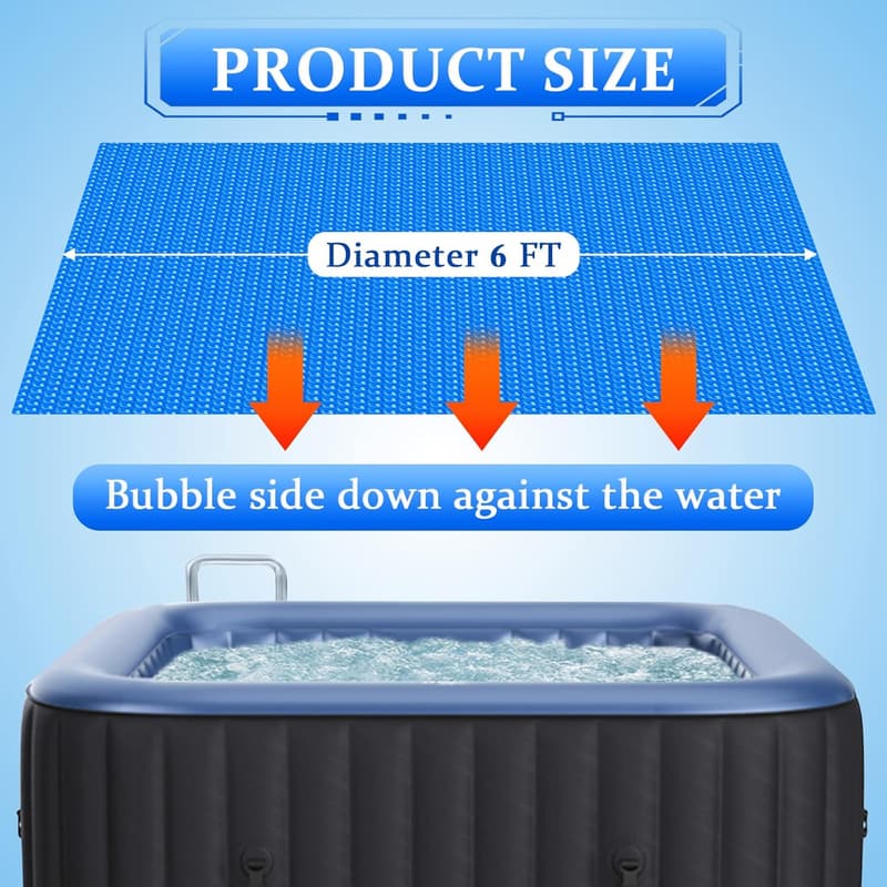 Solar Bubble Cover Blanket for 6ft Inflatable Hot Tub Spa