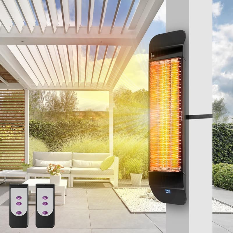 1500W Wall-Mounted Infrared Patio Heater with Remote Control