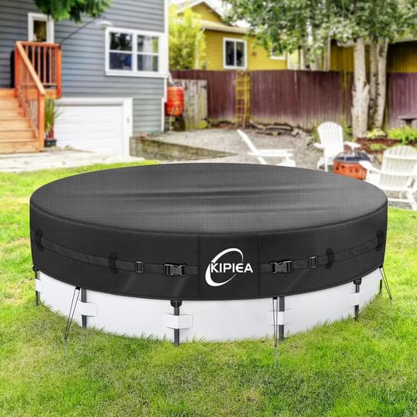 14ft Round Pool Cover with Anti-Slip Straps & Tent Stakes