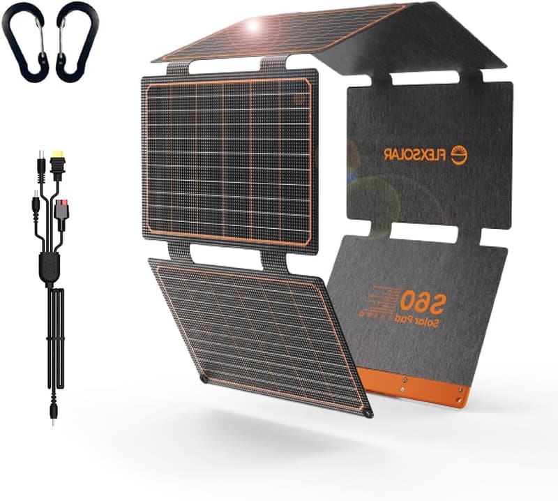 60W Portable Solar Charger for Camping - Waterproof & Foldable