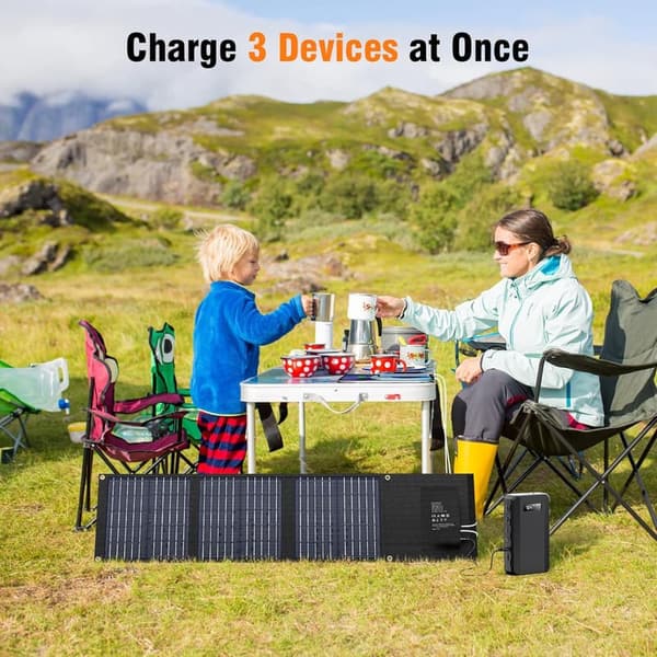 Portable Solar Charger for Camping - 22W Waterproof Panel