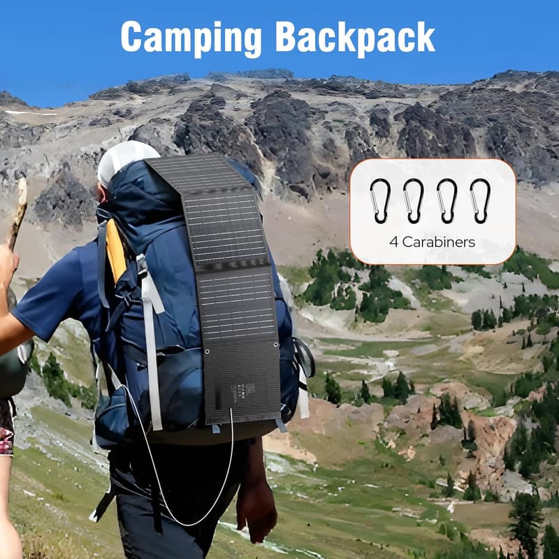 Portable Solar Charger for Camping - 22W Waterproof Panel