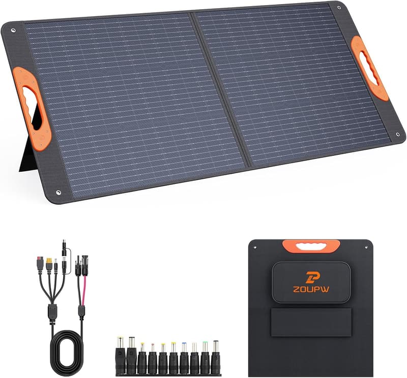 Portable 110W Solar Panel Charger for Road Trips & Camping