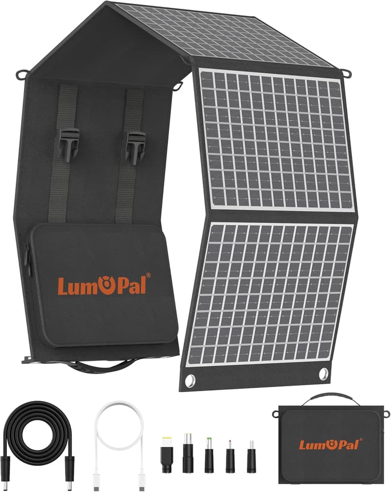 60W Portable Solar Charger for Camping, IP65 Waterproof