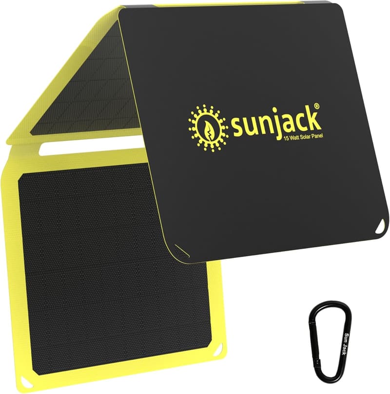 Portable 15W Solar Panel with USB-C & USB-A for Camping