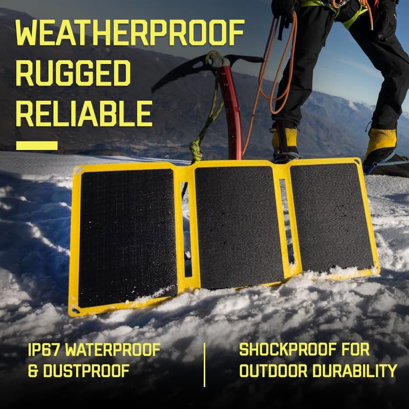 Portable 15W Solar Panel with USB-C & USB-A for Camping