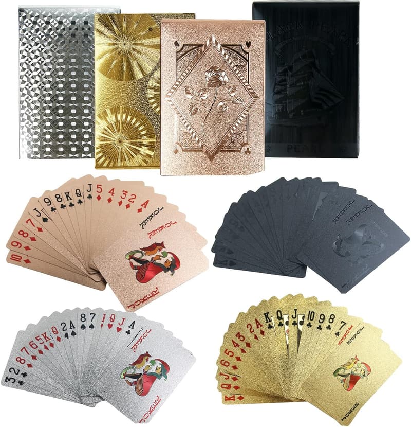 Waterproof Black Rose Gold Playing Cards - 4 Decks for Game Night