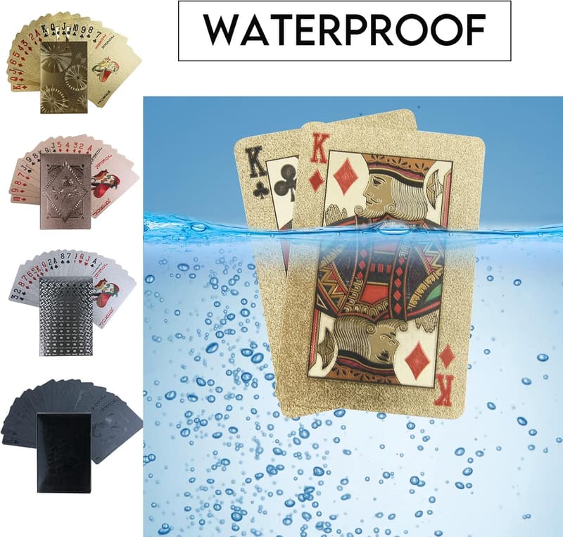 Waterproof Black Rose Gold Playing Cards - 4 Decks for Game Night