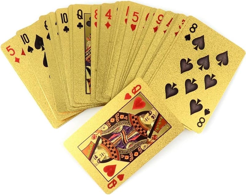 Gold Foil Playing Cards Set with Mahogany Box and Certificate
