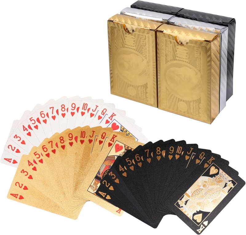 Luxury 24K Foil Waterproof Playing Cards - 6 Deck Set for Parties