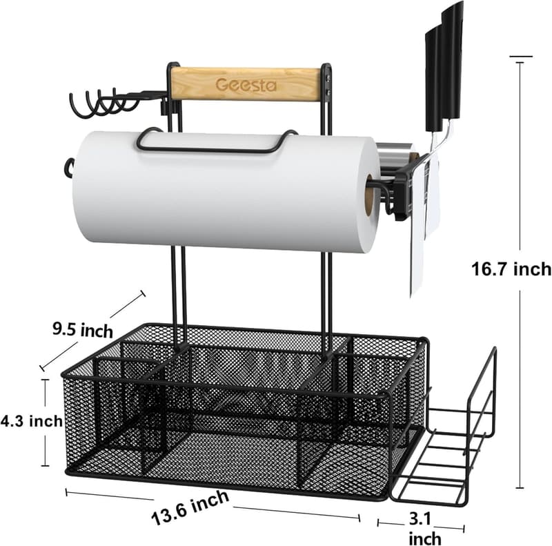 BBQ Picnic Caddy with Magnetic Tool Holders and Condiment Storage