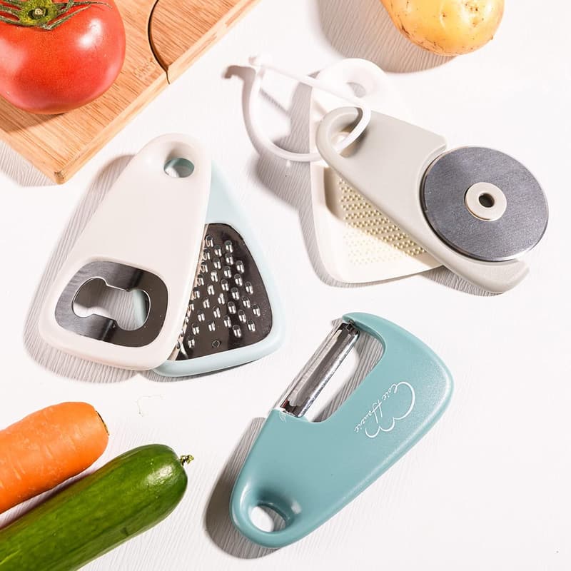 Stackable 5-Piece Kitchen Gadget Set for Small Spaces (Blue)