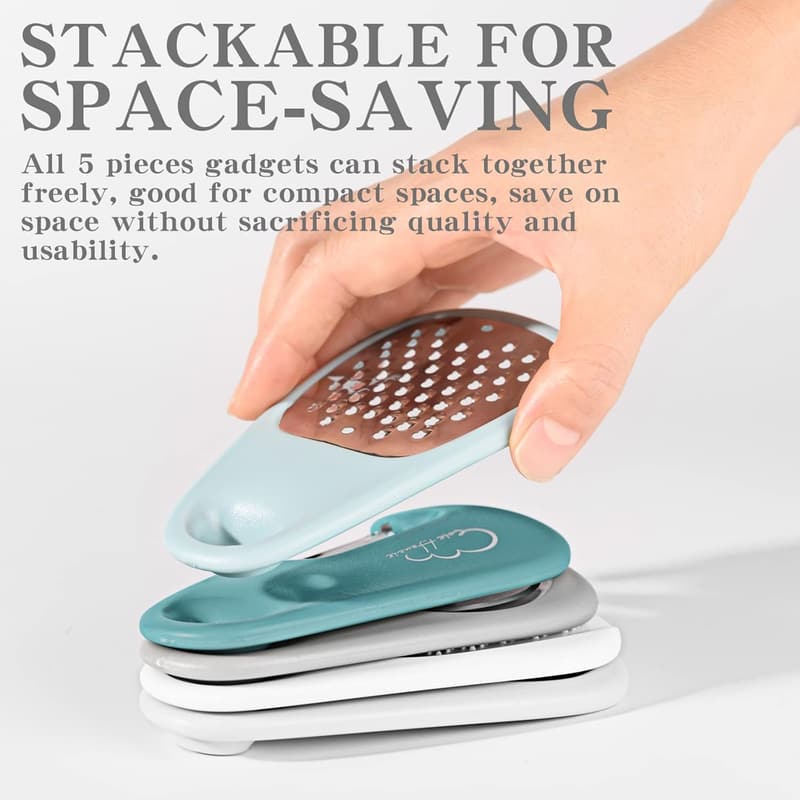 Stackable 5-Piece Kitchen Gadget Set for Small Spaces (Blue)
