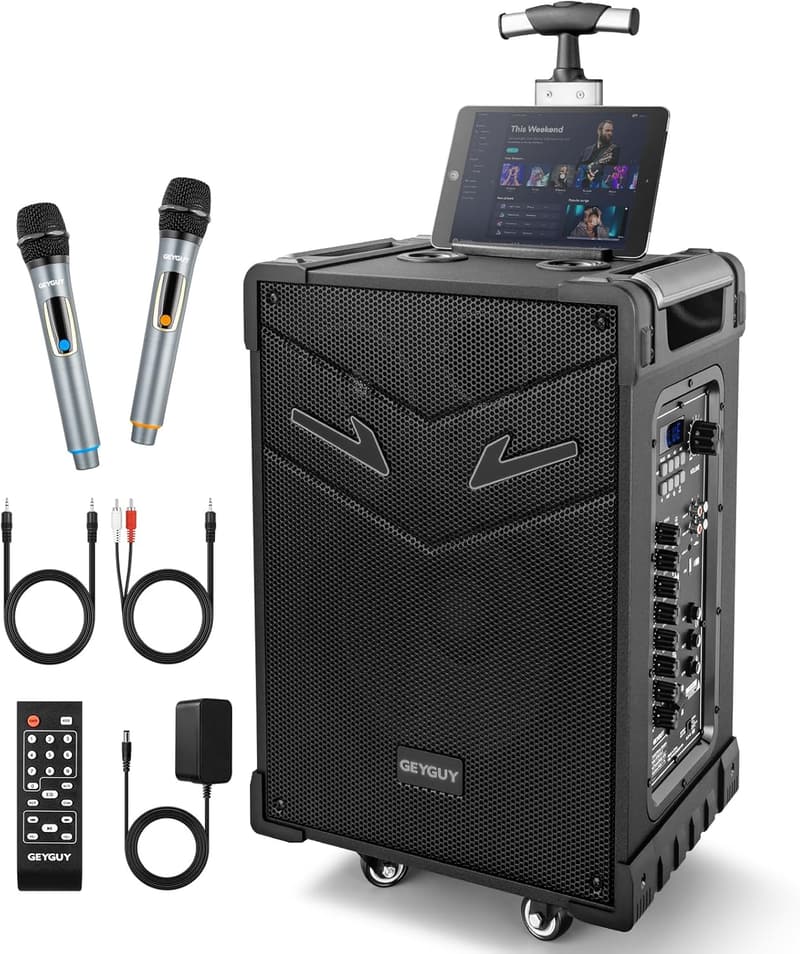 Portable 3-Way PA System with Wireless Mic & Bluetooth