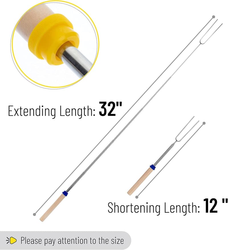 Extendable Stainless Steel Roasting Sticks - 5 Pack for Campfires