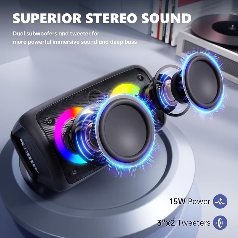 Portable Bluetooth Karaoke Machine with 2 Wireless Microphones